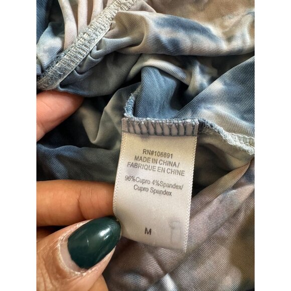 Young‎ Fabulous & Broke Lena Ruched Tie-Dye Dress Blue Mock Neck Long SLeeves M - Picture 9 of 9